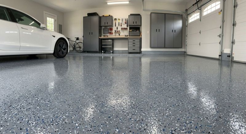 Speckled Garage Floor Painting in Loudoun County, VA